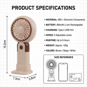 Kipas Genggam Mini Portabel Ultra-Cepat 5-Kecepatan, Pendingin Kuat, Pengisian Daya USB Mobil, Plastik Berkualitas Tinggi untuk Rumah Tangga - Product Image 4