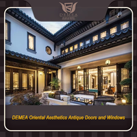 Ventanas Orientales Chinas Modernas con Aislamiento Térmico y Acústico, Ventanas Abatibles Horizontales Retro de Doble Vidrio y Aleación de Aluminio para Apartamento
