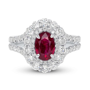 Nhẫn đính hôn bằng bạc nguyên chất 925 với những viên đá nhỏ màu trắng hình bầu dục Ruby cho đám cưới và ngày kỷ niệm đã sẵn sàng cho bữa tiệc - Product Image 2
