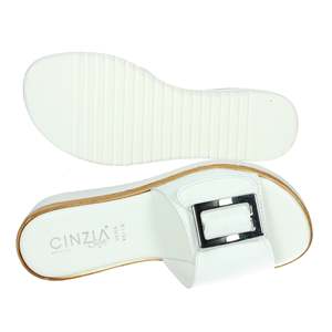 รองเท้าแตะส้นเตารีดสีขาว Cinzia Soft Donna Ciabatta Con Zeppa - Product Image 6