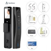 Serrure de porte intelligente Aurelysse avec reconnaissance faciale 3D, déverrouillage par empreinte digitale et veine palmaire, interphone vidéo Wi-Fi haute sécurité, prix usine