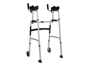 Andador y andador de cuatro ruedas de aleación de aluminio con asiento, soporte de brazo para discapacitados para rehabilitación, ayuda para andadores altos para hombres altos - Product Image 2
