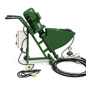 Pompe à mortier électrique portable verte avec moteur, tuyau, mélangeur, manomètre et roues, pression 25 bars, productivité 5 m/h pour la construction - Product Image 1