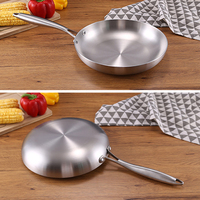 Wajan Penggorengan Premium Tri Ply 304 Stainless Steel Anti Lengket untuk Kompor Induksi dan Gas, Wok Masak Logam, Skillet Datar