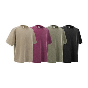 T-shirt Streetwear Homme 2026 Personnalisé avec Logo, 305G, Grammage Lourd, Effet Délavé, Épaules Dénudées, Style Spliced - Product Image 1