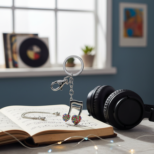Portachiavi in cristallo con design a nota musicale, senza scatola - Product Image 3