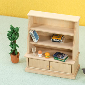 Mini muebles de casa de muñecas OB11 DIY estilo de juguete estudio sala de estar librería gabinete de almacenamiento estante de madera gabinete de escena en miniatura - Product Image 4