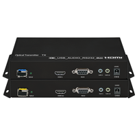 Ekstensi HDMI ke serat optik, 20KM 4K60fps Mode tunggal 1 core HDMI KVM Extender melalui serat