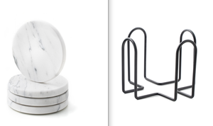 Coster Set Coster bulat marmer 4 cangkir minum Coster putih untuk bekam di aksesori dapur - Product Image 4