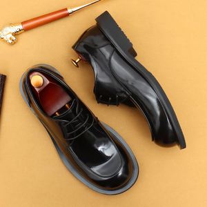 Men's Genuine Leather <b>Platform</b> Dress Shoes Formal <b>Oxfords</b> Business Office Handmade Lightweight Breathable Anti-Slip Wedding - Product Image 4