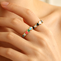 Bague ajustable tendance en forme de goutte d'eau, non décolorante, en émail coloré, confortable, empilable, en acier inoxydable plaqué or