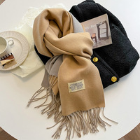 Vente chaude hiver chaud couleur unie Pashmina châles couverture écharpe femmes hommes longue grande Double face cachemire écharpes frange châles