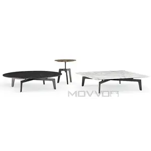 Modern home Ceramic top Coffee Table With Black Power Coated Feet