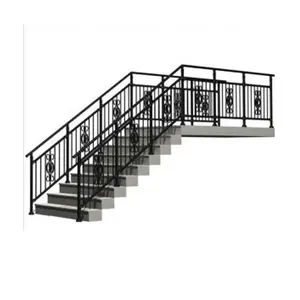 Modern stair case railing curved iron inside railing stairs