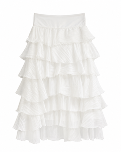 Jupe longue élégante à volants superposés taille haute pour les vacances à la plage - Product Image 1