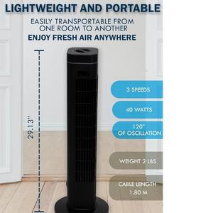 Ventilateurs électriques intelligents à colonne et sur pied de 29 pouces avec fonction de refroidissement par air, refroidissement puissant, oscillation à 90 degrés, ventilateur à colonne sans pales - Product Image 6