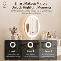 Coiffeuse moderne en bois avec miroir éclairé et design à panneaux pour chambre, hôtel et salle à manger
