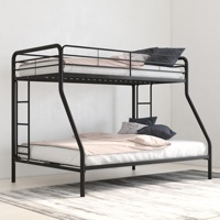 Lit superposé en métal noir à deux étages, design moderne, économie d'espace, robuste, dortoir étudiant, appartement, acier, vente en gros