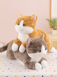 Jouet en peluche chat mignon simulé, oreiller en peluche doux, jouet en peluche chat rayé mignon, jouet en peluche chat simulé, cadeau pour enfants - Product Image 3