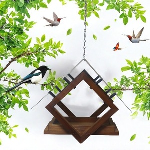 Factory Wholesale <strong>Bird</strong> <strong>Feeder</strong> Eco-Friendly Outdoor Hanging Metal Design Waterproof Wood Material For Food Feeding - Product Image 2