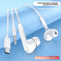 Écouteurs intra-auriculaires de type C pour smartphones universels, micro intégré, commandes intégrées, basses profondes optimisées, écouteurs filaires les plus vendus, cordon de 1,2 m