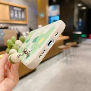신선한 녹색 꽃 팔찌 전화 케이스 아이폰 16 15 14 13 12 11 Promax Xs <span class=keywords><strong>iPhone6</strong></span> 8 플러스 뒷면 커버 꽃 모양의 체인 - Product Image 6