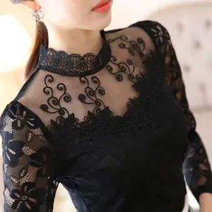 Nieuwste Dames Shirts Fashion Tops Koreaanse Lange Mouwen Vrouwen Lace Blouse