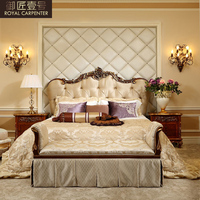 Meubles de chambre à coucher en bois massif de style européen de luxe américain, lit double néoclassique, meubles de maison français, ensemble de chambre à coucher