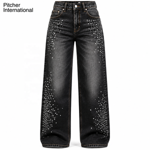 Jeans en denim à jambes larges pour femmes, denim rigide, fournisseur de marques privées pour les marques contemporaines américaines, en gros - Product Image 5