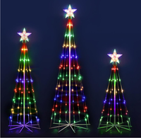 4-Farbige Outdoor-Weihnachtsbaum-Lichtshow-Dekorationen Außenbeleuchtung Beleuchteter Kegel Weihnachtsdeko mit Stern