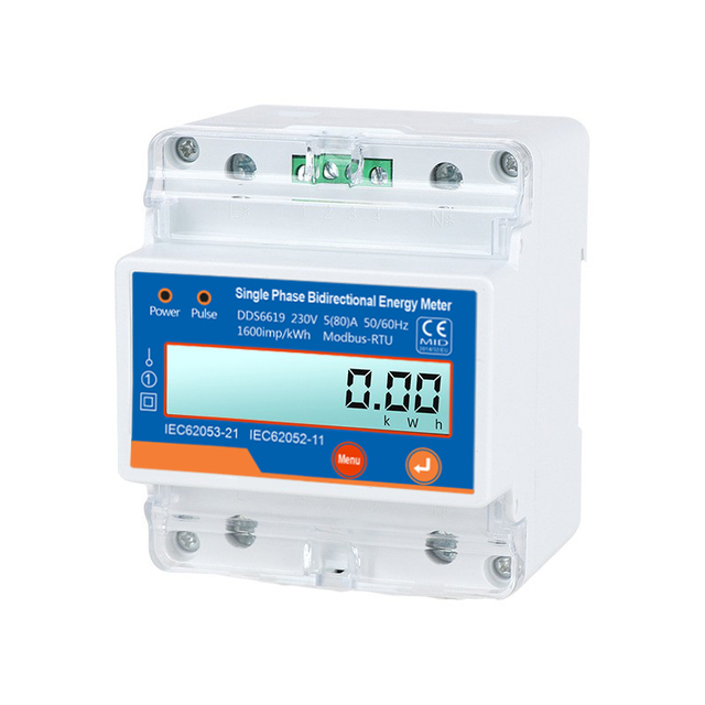Din Rail Electricity Digital Power Energy Meter Single Phase 1P 2 Wire kWh AC 220V Voltmeter Ammeter LCD Analog Counter Display