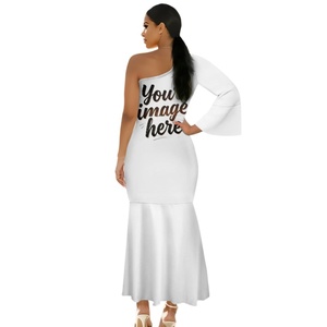 <span class=keywords><strong>Robe</strong></span> longue décontractée pour femme <span class=keywords><strong>grande</strong></span> <span class=keywords><strong>taille</strong></span>, style mexicain, personnalisable, à une manche, épaules dénudées, coupe sirène, de haute qualité - Product Image 2