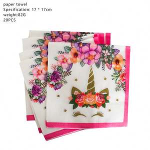 Kit de Vaisselle Jetable Licorne Rose pour Fête <span class=keywords><strong>d</strong></span>'Anniversaire Fille, Ensemble Assiettes en Carton et Gobelets - Product Image 5