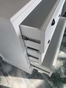 <span class=keywords><strong>Commode</strong></span> classique en bois blanc avec 3 grands tiroirs, coffre de rangement de style farmhouse pour chambre, entrée et chambre d'enfant - Product Image 4