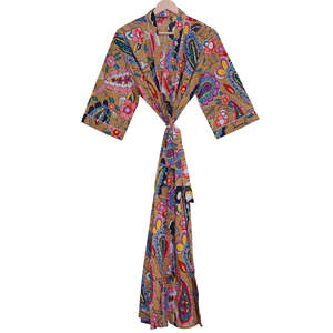 Promotion : Kimono 100 % coton pour femme, style indien, robe de chambre d'été, longue tenue de nuit pour le printemps et la détente à la plage - Product Image 1