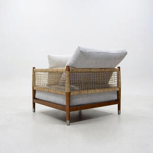 Fauteuil d'extérieur en bois massif de luxe léger avec cadre intérieur, siège tressé de loisirs, chaise de relaxation pour chambre, maison, villa - Product Image 3