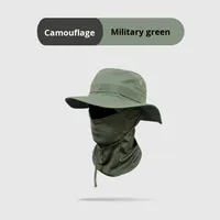 Ensemble de masque tactique camouflage à large bord et chapeau bob numérique pour sports de plein air quatre saisons avec protection solaire