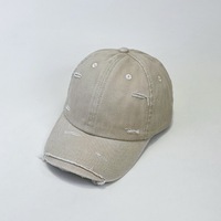 Casquette de baseball en jean délavé style rétro coréen avec logo brodé 3D, effet usé et vieilli, casquette de papa vintage