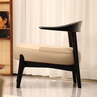 Fauteuil d'appoint moderne en bois massif, fauteuil de loisirs rembourré, chaise d'appoint minimaliste pour salon
