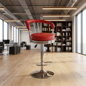 Tabouret de bar en cuir PU rouge Labycare avec siège pivotant à hauteur réglable pour bar à domicile, design traditionnel LCS337 - Product Image 6