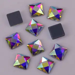 Jpstrass a forma di strass trasparente AB forma quadrata diamante jet colore nero ferro su fatto a mano per la decorazione dei vestiti