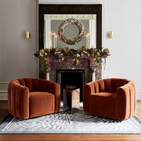Fauteuil pivotant moderne en velours avec base en métal pour salon, salle d'accueil, mobilier de maison
