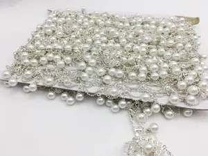 Embellished Wedding Evening Dress With Crystal Rhinestones Pearls Chain-Shaped Welded Decorations Garments Shoes Bags