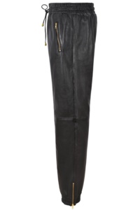 Pantalon pour femme en cuir Nappa noir vintage 100% véritable, finition effet vieilli, quincaillerie YKK, marque privée OEM, style motard Heritage - Product Image 2