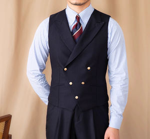 <span class=keywords><strong>Chaleco</strong></span> <span class=keywords><strong>de</strong></span> <span class=keywords><strong>Traje</strong></span> para Banquete, <span class=keywords><strong>Azul</strong></span> Marino, Sin Mangas, Cruzado, para Hombre, Gran Venta - Product Image 2