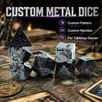 Ensemble de dés en alliage de zinc polyédrique Mica Green Dragon 7 Pcs fait à la main