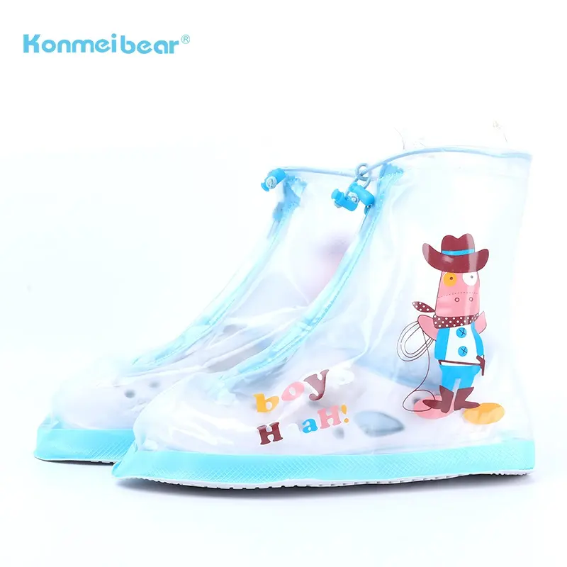 Faible QUANTITÉ MINIMALE DE COMMANDE de Bande Dessinée Réutilisable Protecteurs Avec Longue Fermeture Éclair PVC Pluie Chaussures Imperméables Couvrent Pour Enfants