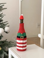 Housse de bouteille de vin tricotée Père Noël en fibre acrylique, décor de vacances Élan/Bonhomme de neige