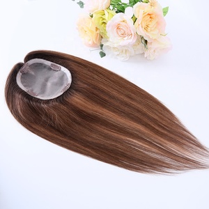 Sẵn Sàng Để Tàu Châu Âu Tóc Con Người Mảnh <span class=keywords><strong>Mono</strong></span> Tóc Topper Tay Gắn Monofilament Tóc Con Người Toppers - Product Image 5