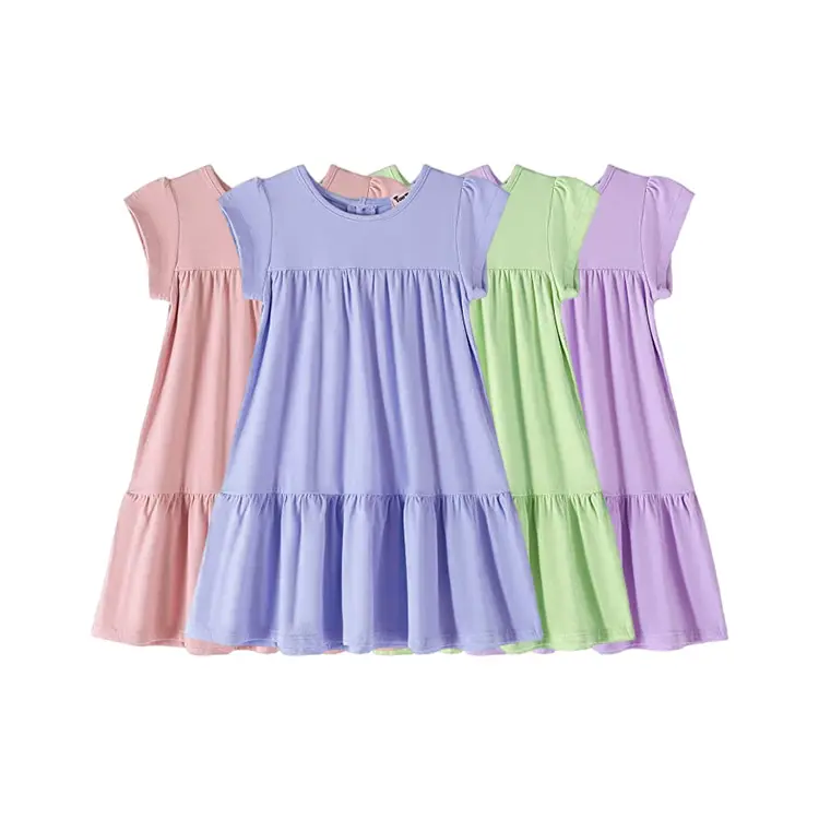 Dresses Baby Flower Color Wedding Birthday For Girls High Quality 10-12 Children Summer Customized Logo Casual OEM Service Solid